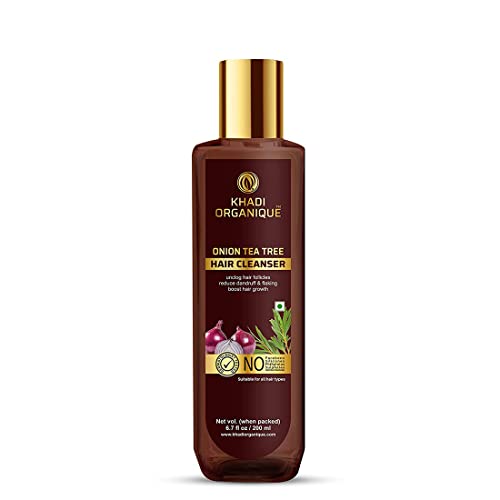 Image of Khadi Organique Tea Tree Shampoo | SLS & Paraben Free | Herbal Cleanser | for Itchy Scalp | Controls Hairfall, Removes Dandruff & Excess Oil | Strong, Smooth & Healthy Hair | 200 ml (Pack of 1)