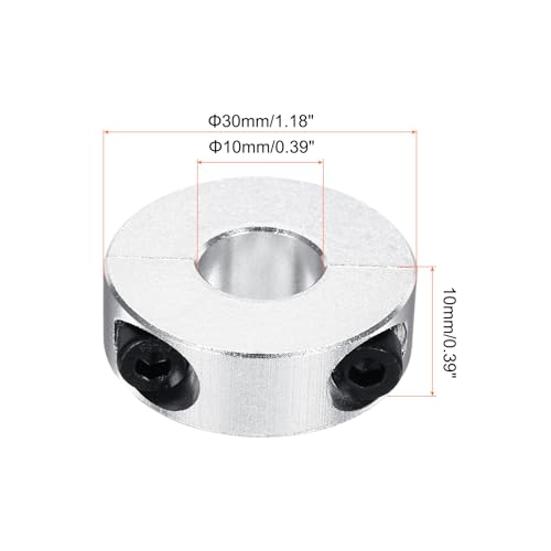 QUARKZMAN Aluminium Stellringe 12 mm Innendurchmesser Doppelt Geteilter Klemmring Silber Wellenring Bohrung Set-Schrauben Klemmringe Tiefenanschlag für Bohrer Auto Robotik 4 Stück