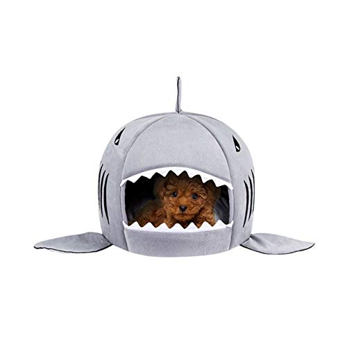 Grey Shark Bed for Small Cat Dog Cave Bed With Removable Cushion,waterproof Bottom