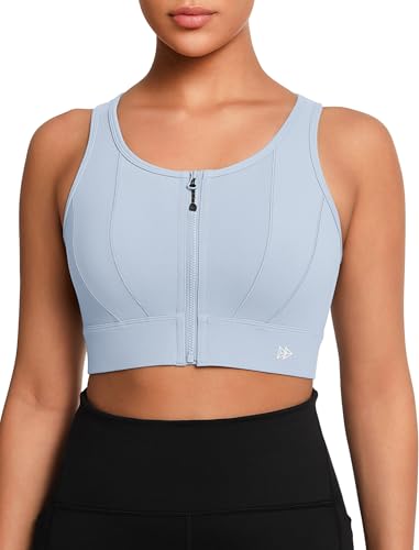 Image of Yvette Front Closure High Impact Sports Bra for Women | Cup Sizes A to DDD Up to 5XL, Sewn in Pads, No Underwire, Breathable Fabric Moisture-Wicking, Easy on and off, Full Coverage