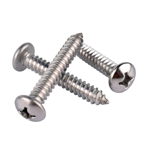 50 Piezas Tornillos para Madera #14 x 1-1/2 pulgadas con Cabeza Pan Phillips de Acero Inoxidable 304 18-8 Autorroscantes miniatura 6