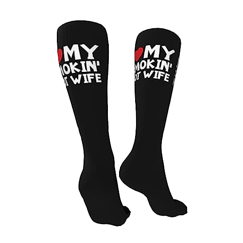 I Heart My Smokin' Hot Wife Knee High Socks For Women Long Tube Socks Athletic Compression Socks Unisex High Socks Girls2