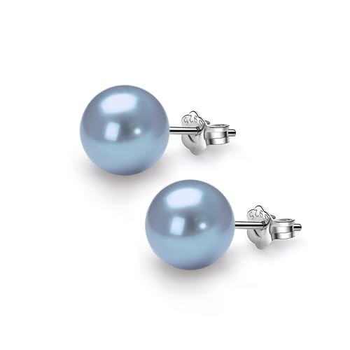HIGHSPARK 925 Silver Classic Pearl Earrings for Women | 92.5 Sterling Silver & Brilliant Lustre Pearls | Lovely Gift for Women