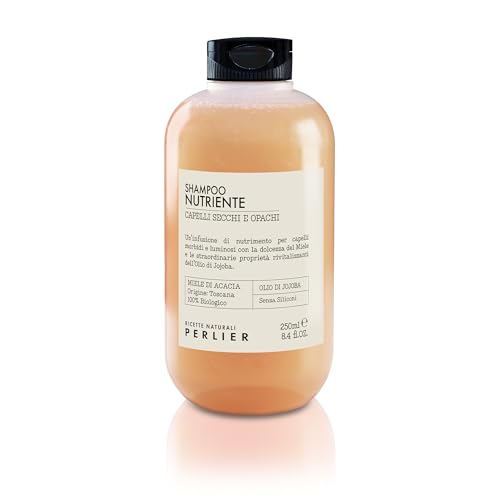 Perlier - Shampoo Nutriente, 250 Ml, Capelli Secchi e Opachi, Miele Biologico e Olio di Jojoba, Nutrimento Profondo e Morbidezza, Cura dei Capelli Italiana