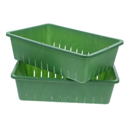 KONTONTY Anzuchtschalen Kunststoff 2 Stück Für Sukkulenten Und Sämlinge Stapelbar 26x18x7cm Grün Mit Drainagelöchern Für Gesundes Wurzelwachstum Pflanzzubehör Für Garten Und Gewächshaus