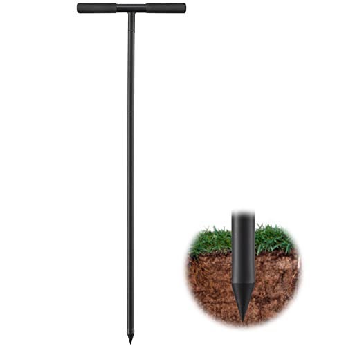 Soil Probe Rod 48inch Adjustable Ground Rod with T-Handle - Metal Soil Probe for Plumbing Tool Locating Septic Tank Landscaping Garden Tool