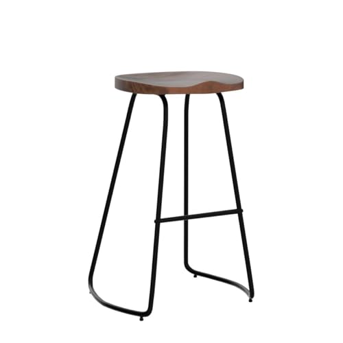 HeuGah Bar Stools Set of 3, Solid Wood Counter Height Bar Stools 30 Inch Saddle Seat Barstool Rustic Tall Bar Height Stool for Kitchen Island with Metal Leg (Walnut, 3 PCS 30Inch Barstool)