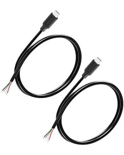 GELRHONR 2Pack USB C to 4 Pin Bare Wire, 3FT 5V/5A Type C Male Plug to 4Pin Pigtail Open End Cable, Power and Data Transfer for USBC Equipment Replacement, Repair, DIY(4 Pin, 3FT)