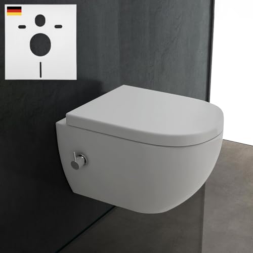 Alpenberger WC avec fonction bidet - Cuvette de douche - Cuvette de toilette Taharet avec siège de toilette Softclose - WC mural - WC suspendus compatible...