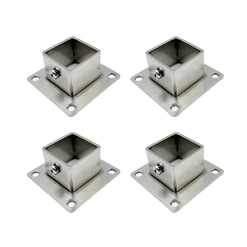 Yuqim Confezione da 4 staffe quadrate per pali di ancoraggio per pali in acciaio inossidabile resistente, per recinzioni in legno, ringhiere (3 x 3 cm)