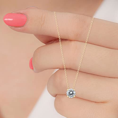 1/3 Carat Floating Round Diamond Solitaire Necklace in 14K Yellow Gold4