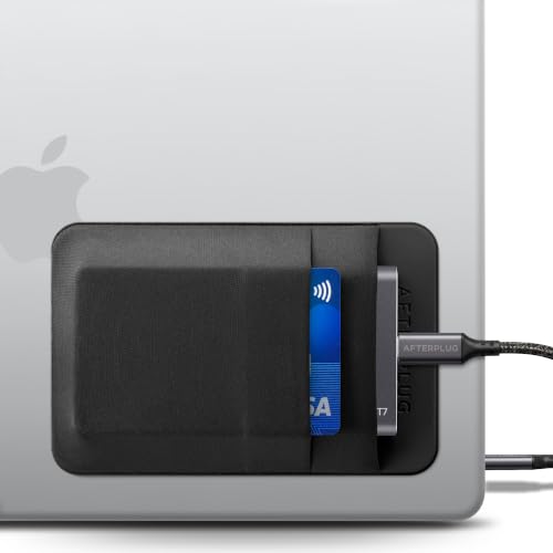 Afterplug 2-Pocket SSD & Hard Drive Holder for Laptop Reusable Adhesive Stick-On Pocket Sleeve for External Portable SSD HDD Cables and More (Small)