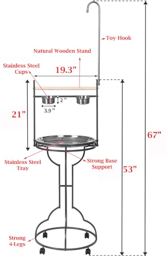 image for Mcage Elegant and Durable Wrought Iron Parrot Bird Play Perch Sturdy 4