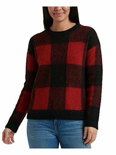 Lucky Brand Womens Brushed Buffalo Check Pullover Sweater, Red Multi, Large Us #TOP26