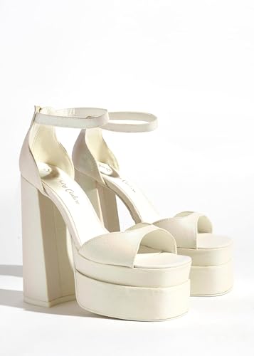 Sparkl Fairy Couture Women’s High Chunky Platform Sole Open Toe Ankle Strap Samantha Glitter Heels White Glitter2