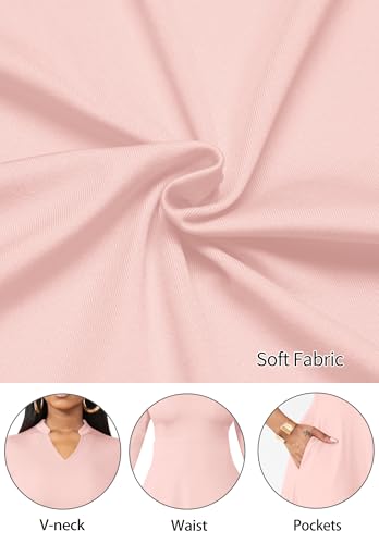 Image of Nmoder Casual Dresses for Women Semi Formal Fit and Flare 3 /4 Sleeve A-line Church Work Dress with Pockets