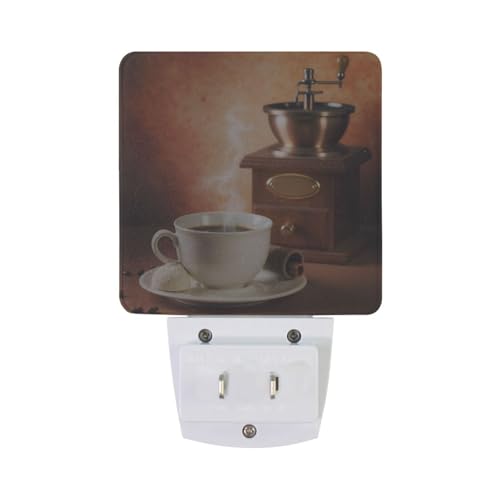 Image of Coffee Cup Night Lights 2 Pack Plug-in Wall Led Nightlight Auto Dusk-to-Dawn Sensor Lamps for Bedroom Kitchen Bathroom Hallway Stairs, P796C848S1850