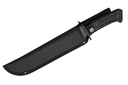 SZCO Full Tang Bowie Knife 15 Inch - Black Camping Knife with Rubber Handle, Stainless Steel Blade & Sheath for Hunting, Camping & Outdoor Uses