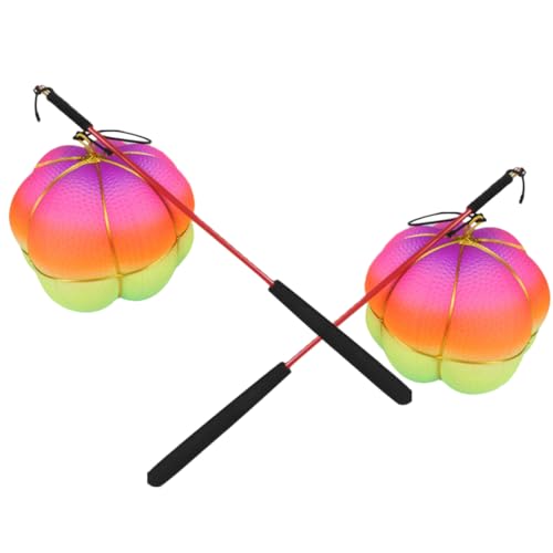 Abaodam Indoor/Outdoor Playtime 2pcs Latex Bouncy Balls with Head Rod Exercise Toy Fitness Ball Glow in The Dark for All Ages Random Color