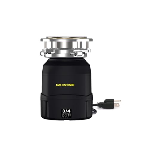 Small Garbage Disposal 3/4 HP for Kitchen sink Quiet with Power Cord, Continuous Feed Food Waste...