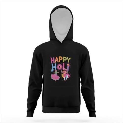 Vintage Happy Holi Festival Colors Hoodies for Teen Girls Boys Lightweight Kangaroo Pocket Sweatshirt3