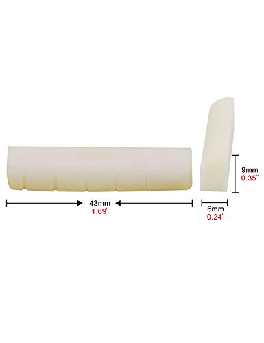 Metallor 6 String Pre-Slotted Bone Guitar Nut Replacement Compatible With Lp Style Electric Guitar Folk Acoustic Guitar White.(Nut: 43 X 9 X 6Mm) #TOP1