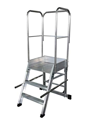 Escalera Profesional de Aluminio un Acceso con Plataforma de Trabajo 3 peldaños 60x60 Serie Store 68º almacén