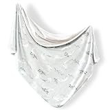 GRSSDER Baby Blankets Super Soft Stretchy Jersey Knit Swaddle Blanket for Girls and Boys, Double Layer Reversible Receiving Blankets 34 x 44, Extra Large for Swaddling, Snow Wolf
