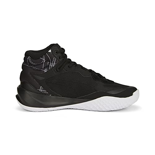 PUMA PUMA Mens Playmaker Pro Mid Basketball, Mens Black Mens White, 9.5