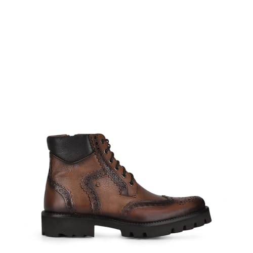 FRANCO CUADRA Urban Bostonian Boots, Honey Brown Leather, Wingtip Brogue, Lace-up with Side Zip2