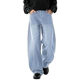qcdyrxf Baggy Jeans for Men Blue Baggy Jeans Loose Fit Wide Leg Denim Y2K Streetwear Jean Carpenter Pants Oversized