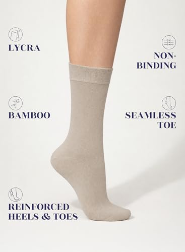 Image of Hugh Ugoli Women's Thin Soft Rayon Derived from Bamboo Crew Socks for Dress, Trouser, Seamless Toe & Non-Binding, 5-8 /9-11