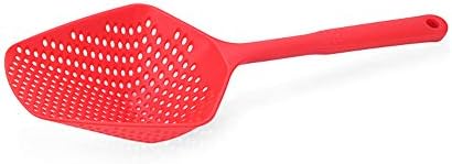 Ogquaton 1PCS Plastic Scoop Colander with Long Handle Drain Strainer Slotted Spoon Kitchen Gadget Cooking Tool Black Creative and Useful