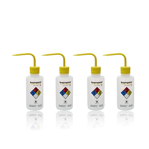 ULAB Botellas de lavado de seguridad, 4 piezas de botellas de lavado de boca ancha de isopropanol, material de LDPE, Vol.500ml, UWB1023