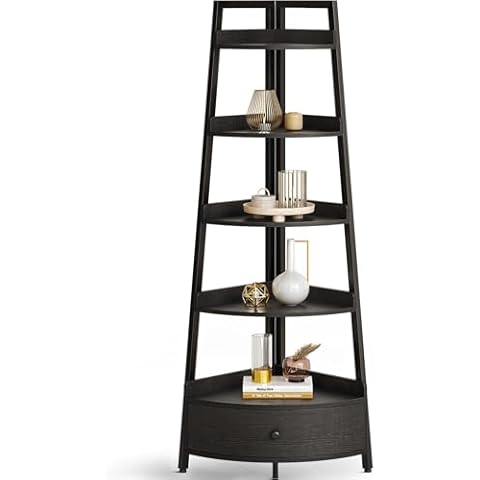 Seventable Corner Shelf 5-Tier with Drawer Cover