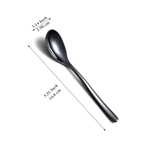 Kyraton Black Teaspoons 12 Pieces 14cm Stainless Steel Tea Spoons with Black Titanium Plating, Ice Cream Spoons - Image 2