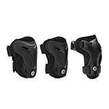 ATTABO Inliner Schoner Erwachsene - Blagger Set Schwarz Größe L - Knieschützer Arbeit, Ellbogen- und Handgelenkschutz für Skateboard, PE & Eva Schaum, Verstellbare Klettverschlüsse