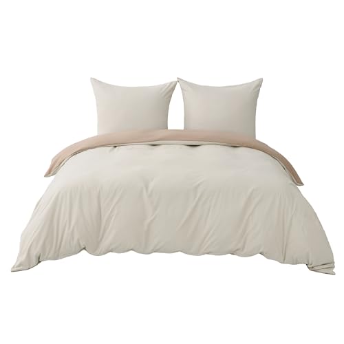BEDSURE Bettwäsche 200x220 3teilig Mikrofaser - Khaki/Natur, 80x80 Kissen – Ansicht 7