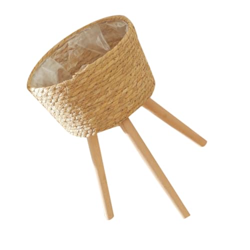 BAZEITFLOW Support Plantes Tissé Rotin avec Pied Trépied Panier Porte-plantes Intérieur Décoratif pour Pots de Fleurs Balcon et Maison