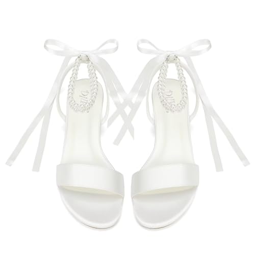 Low Block Heel Wedding Sandals Pearl Wedding Shoes for Bride Open Toe Bridal Shoes2