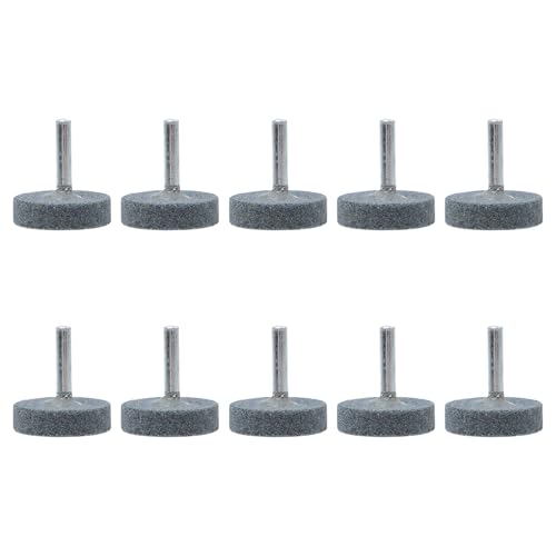 NIYANGLE 10pcs T Shape Grinding Wheel Heads 6mm Shank Brown Corundum Abrasive Mounted Points for Metal Polishing and Grinding Industrial Rotary Tools