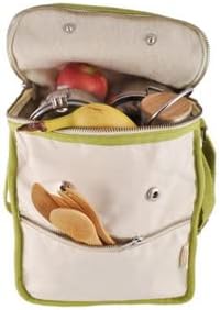 Life Without Plastic Bolsa de almuerzo de algodón orgánico con aislamiento de lana - ribete verde