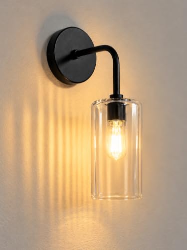Image of Single Black Wall Light with Crystal Acrylic Shade Hanging Modern Sconce Lamp for Bedroom Living Room Bathroom Bedside Vanity Home Decor Hotel Cafe (Bulb Not Include)