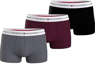 Tommy Hilfiger Herren 3P Trunk 761 Retroshorts, Fossil Grey/D Burgundy/Black, S