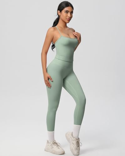 Women 2 Piece Workout Sets Padded Sports Bra Tank Matching High Waist Booty Lifting Leggings Sets Gym Sets3