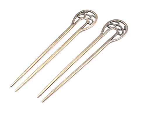 2PCS Fashion Antique Bronze U-Shape Alloy Hair Pins Stick Fork Hairpin