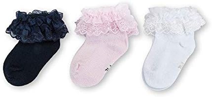 ESTAMICO Newborn Baby Girls Cotton Lace Frilly Socks 3 Pairs