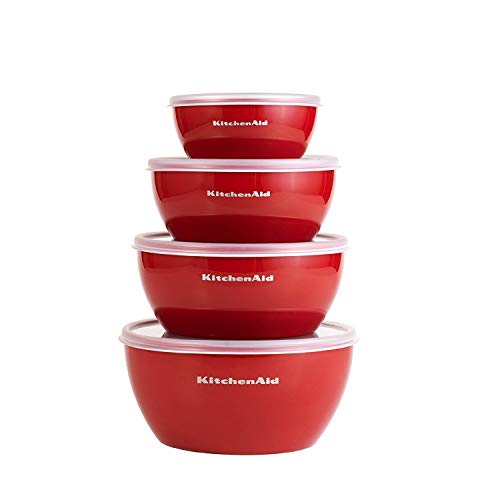 KitchenAid KC176BXERA Prep Bowls with Lids, Set of 4, Red