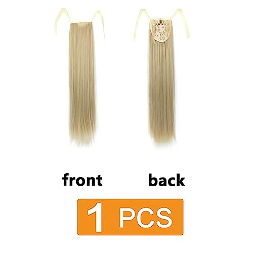 prinfantasy Blonde Wig Long Straight Ponytail Extensions Body Straight Wrap Around Hair Ponytails Curly Synthetic Hairpieces for Women Girls,GBMW038 - Image 2