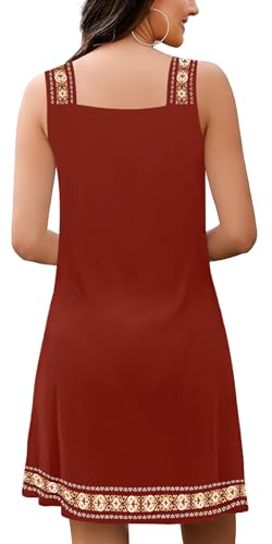 Image of SAUKOLE Summer Dresses for Women Casual Sleeveless Tank Dress Fashion V Neck Flowy Short Sundress